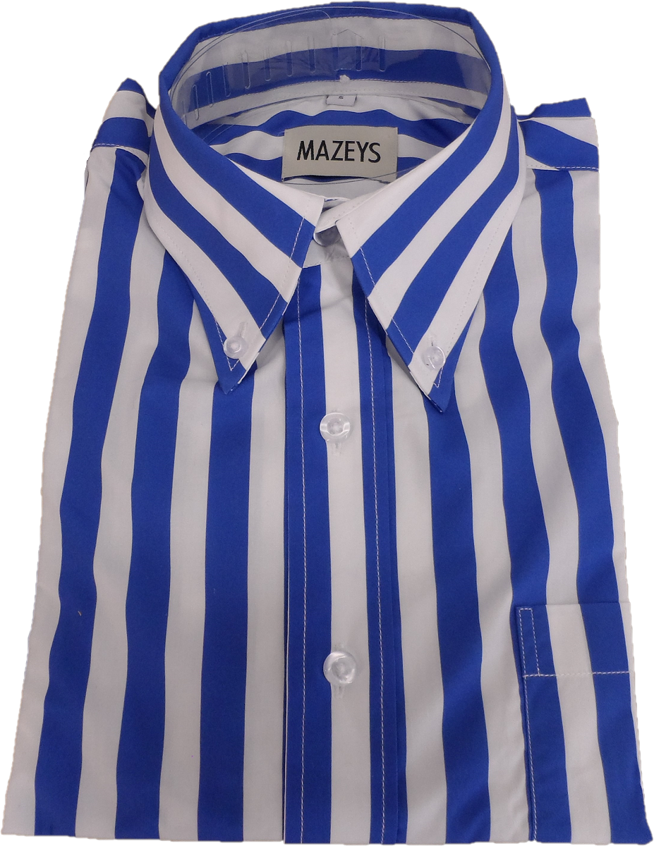 Mazeys Retro Mod Vintage Blue/White Stripe Button Down Shirts