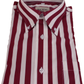 قمصان Mazeys Retro Mod Vintage باللون العنابي/الأبيض بأزرار سفلية