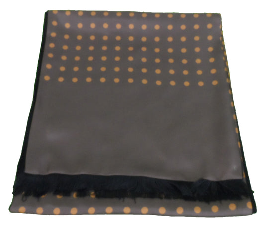 Mazeys Mens Classic Retro Mod Mod Tassled Scarf Brown Polka Dot