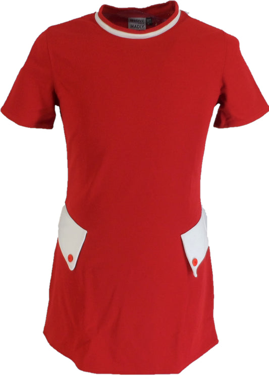 Abito da donna retrò Molly rosso con Mod Dress bianco