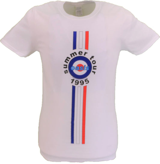 T-shirt avec logo Oasis à rayures blanches 95 sous licence officielle pour homme