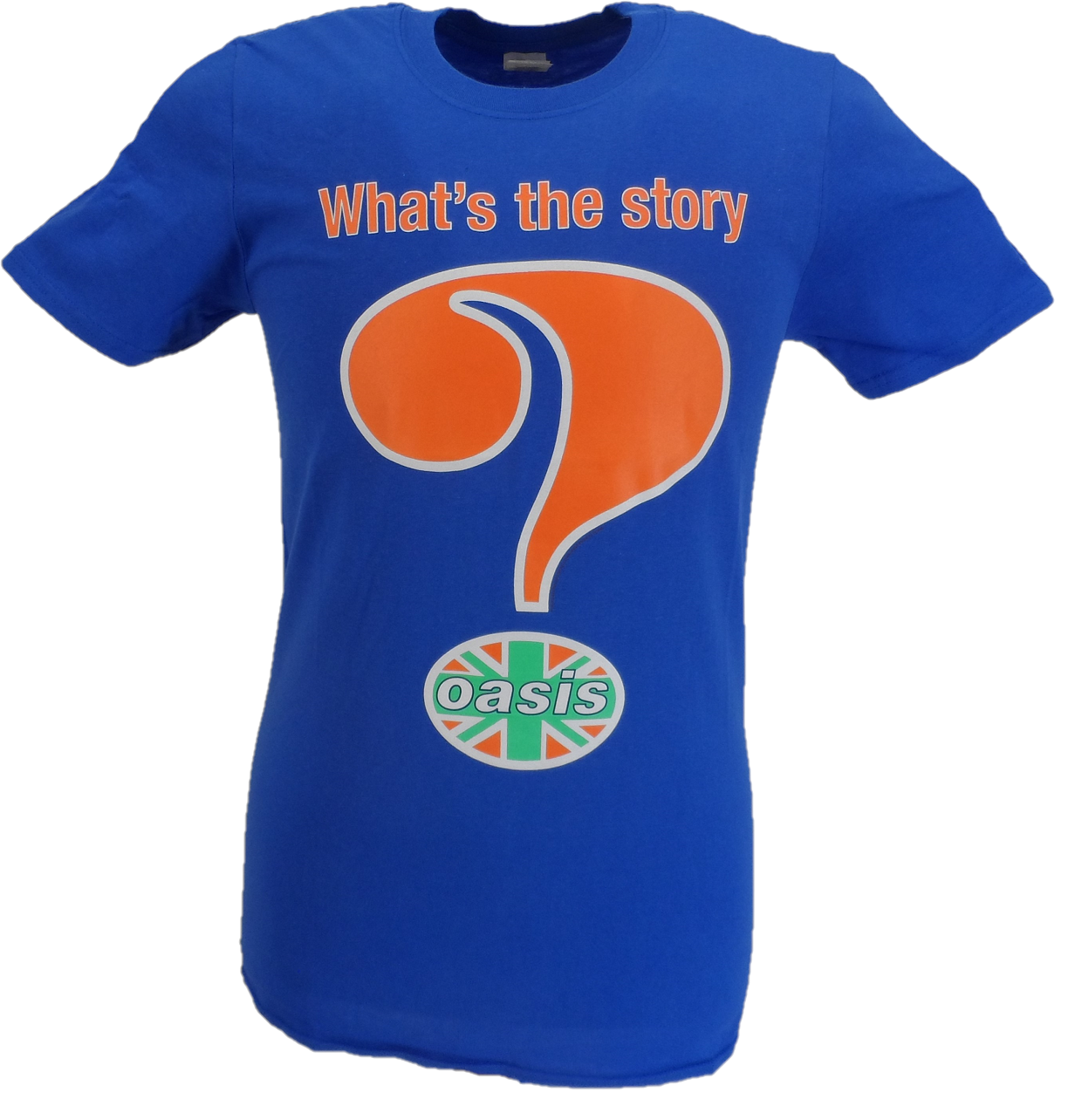 メンズ公式ライセンスOasisロイヤル ブルー Whats the Story T シャツ