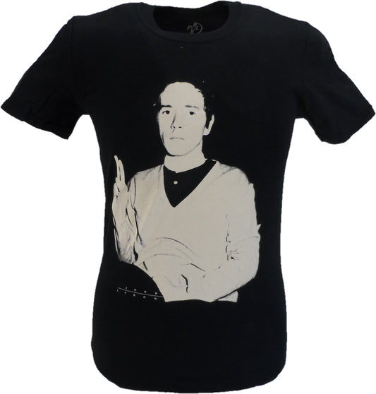 Camiseta oficial negra con logo de john lydon limitada con imagen pública de pil para hombre