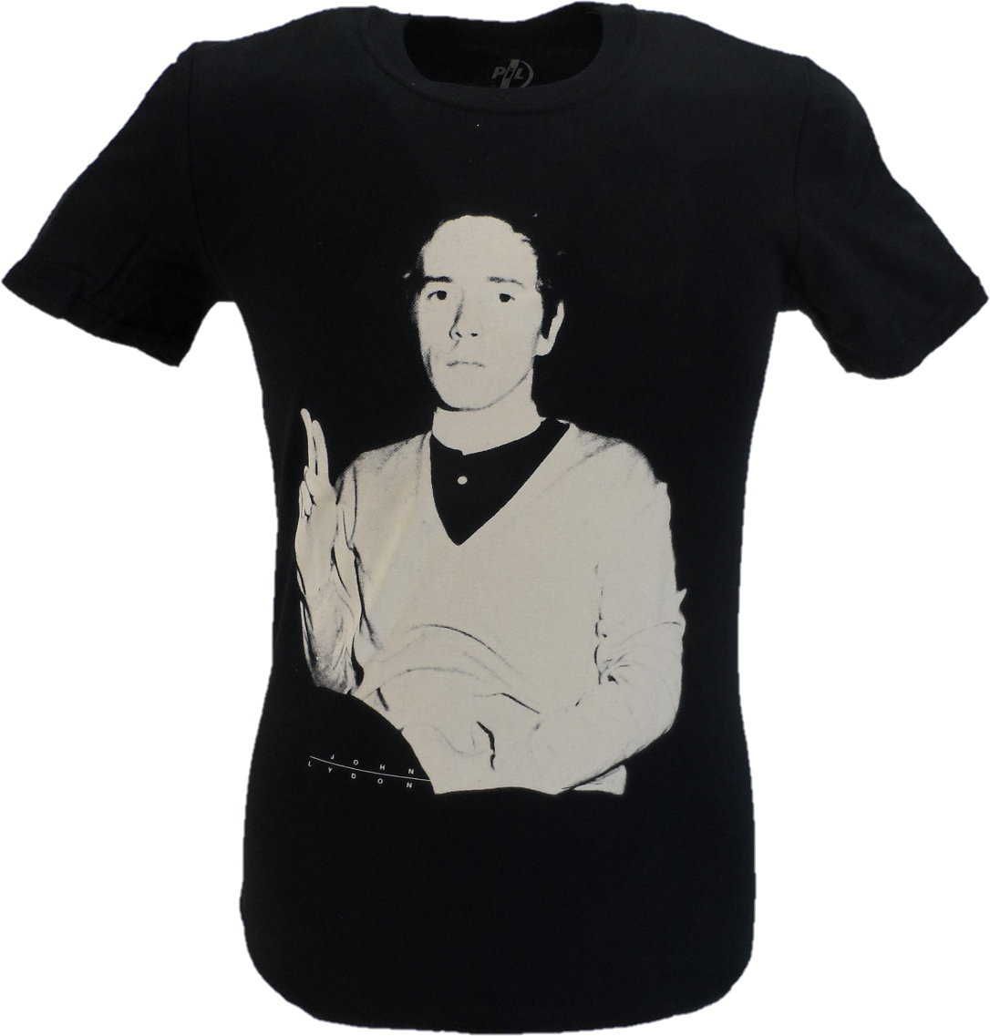 Schwarzes offizielles Herren-T-Shirt mit John Lydon-Logo von Pil Public Image Limited