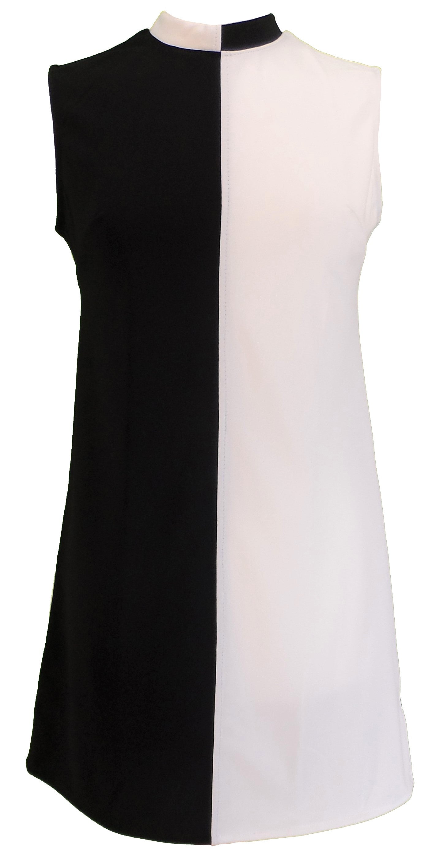 Ladies Retro Black and White Mod 2 Tone Dress 10 / Checkerboard