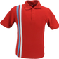 Mazeys Mens Red/Sky/White Racing Stripe Polo Shirt