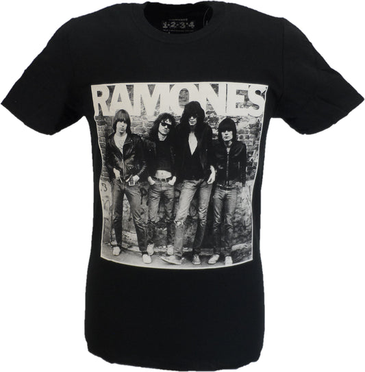Schwarzes offizielles Ramones 1st Album-Logo-T-Shirt für Herren