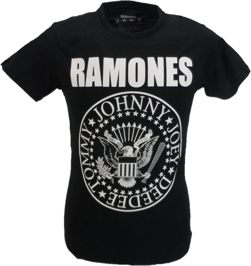 Mens Black Official Ramones Presidential Seal Logo T Shirt