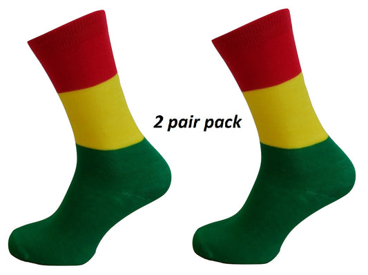 Mens 2 Pair Pack of Rasta Striped Retro Socks