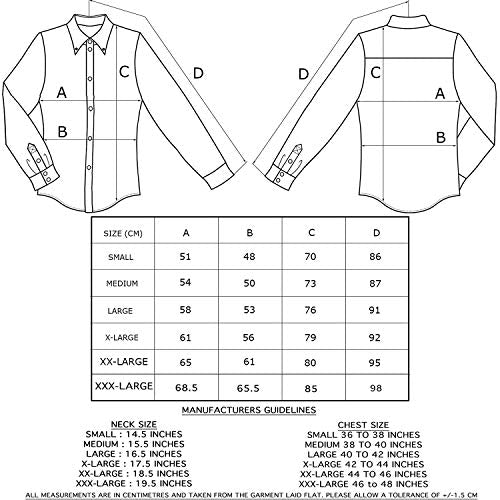 Camisas con botones mod retro de manga larga de algodón Oxford negro Relco