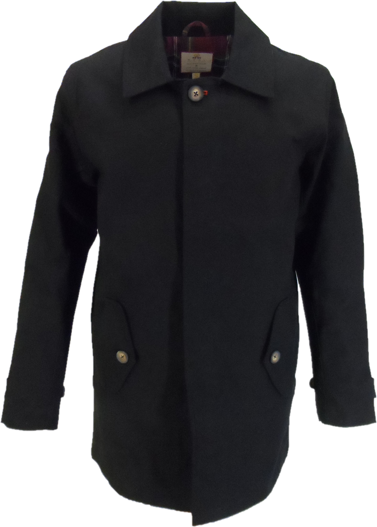Real Hoxton Mens Black Mac Coat