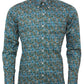 Relco Platinum Herren-Langarmhemd aus blauer Paisley-Baumwolle