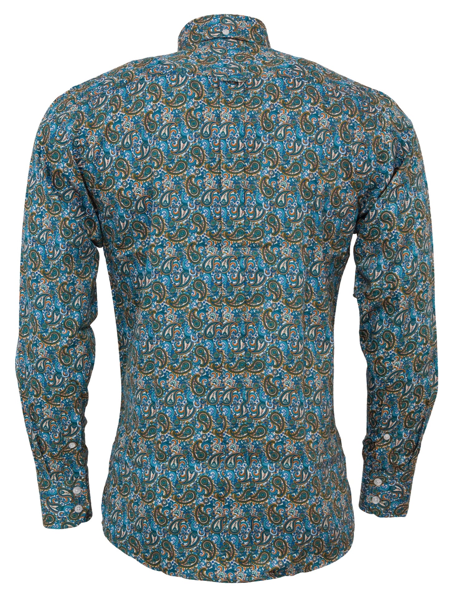 Relco Platinum Mens Blue Paisley Cotton Long Sleeved Shirt