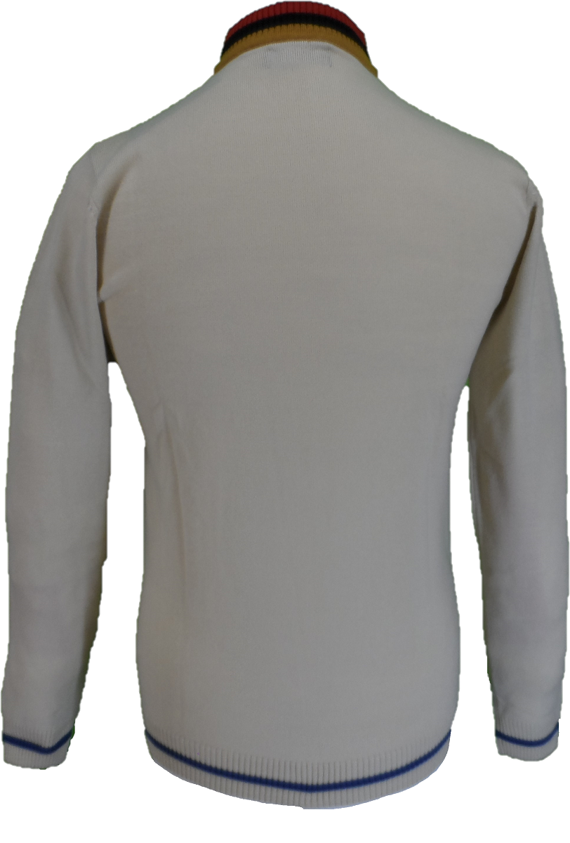 Run & Fly Mens Beige Retro Stripe Knitted Cycling Top
