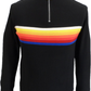 Run & Fly Mens Black Retro Multi Stripe Knitted Cycling Top