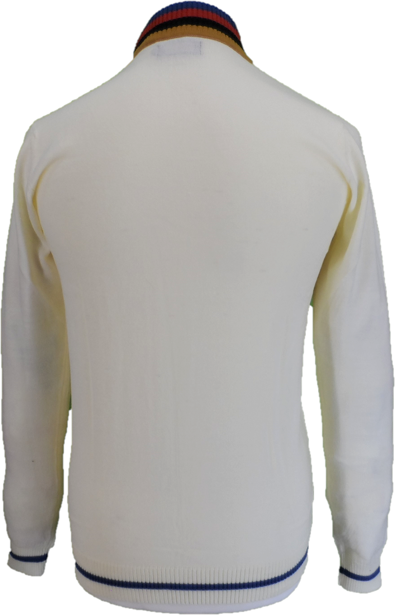Run & Fly Mens Cream Retro Stripe Knitted Cycling Top