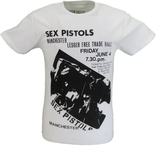 Maglietta bianca da uomo ufficiale Sex Pistols Lesser Trade Hall