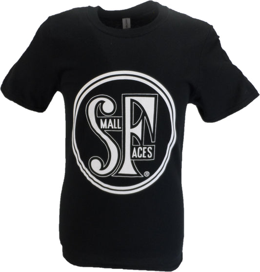 Mens Black Official Small Faces Logo T Shirt