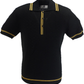 Art Gallery Mens Mcgriff Black/Mustard Knitted Polo