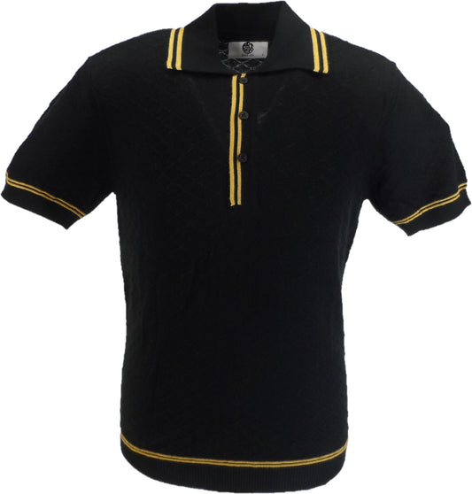 Polo da uomo in maglia nera/senape Art Gallery McGriff