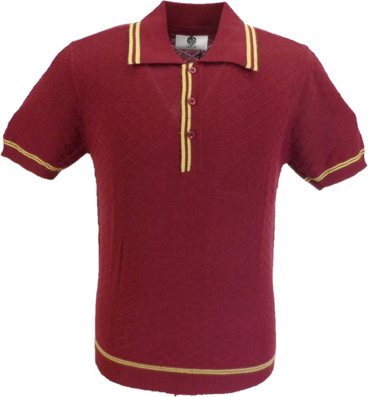 Art Gallery Mens Mcgriff Wine/Gold Knitted Polo