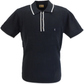 Gabicci Vintage Mens Navy Lineker Short Sleeve Knitted Polo Shirt