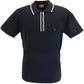 Gabicci Vintage Marineblaues Lineker-Kurzarm-Strickpoloshirt