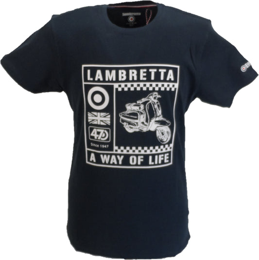 Lambretta camiseta retro sooter azul marino para hombre