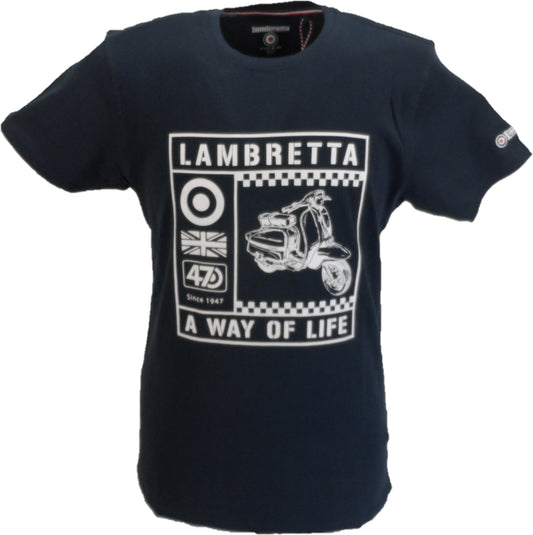 Maglietta retrò da uomo Lambretta blu navy