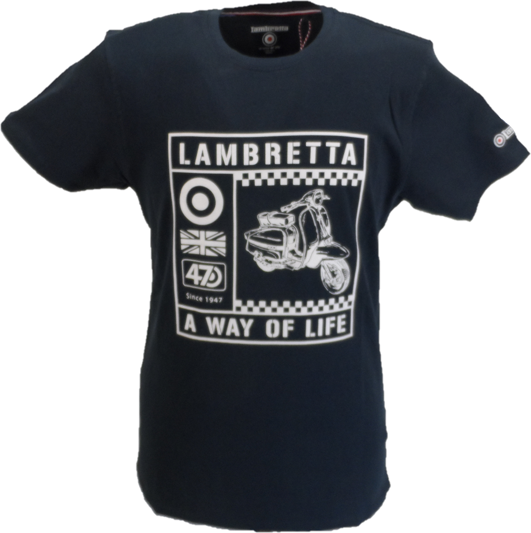 Lambretta Mens Navy Blue Sooter Retro T Shirt