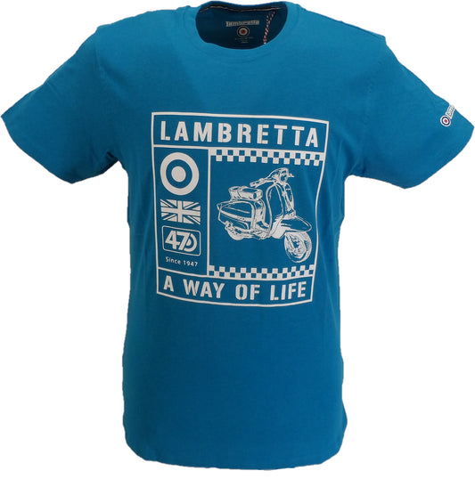تي شيرت رجالي من Lambretta Mykomos باللون الأزرق Sooter Retro