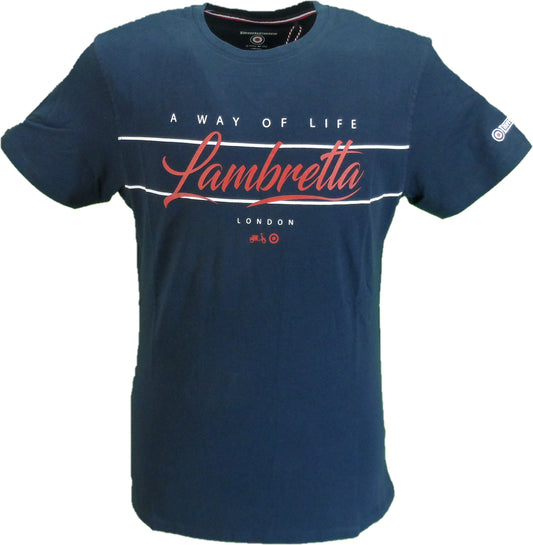 Lambretta Herre Marineblå Original Retro 100% Bomuld Retro T-Shirt