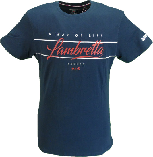 Lambretta Mens Navy Original Retro 100% Cotton Retro T Shirt