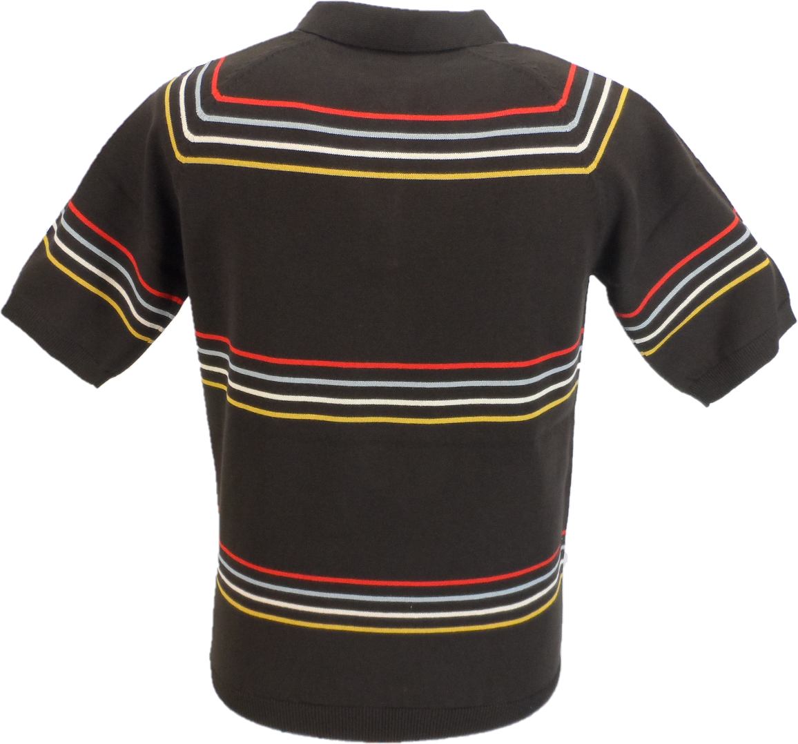 Merc Herren Madison Brown gestrickte Vintage Mod Polo Shirts