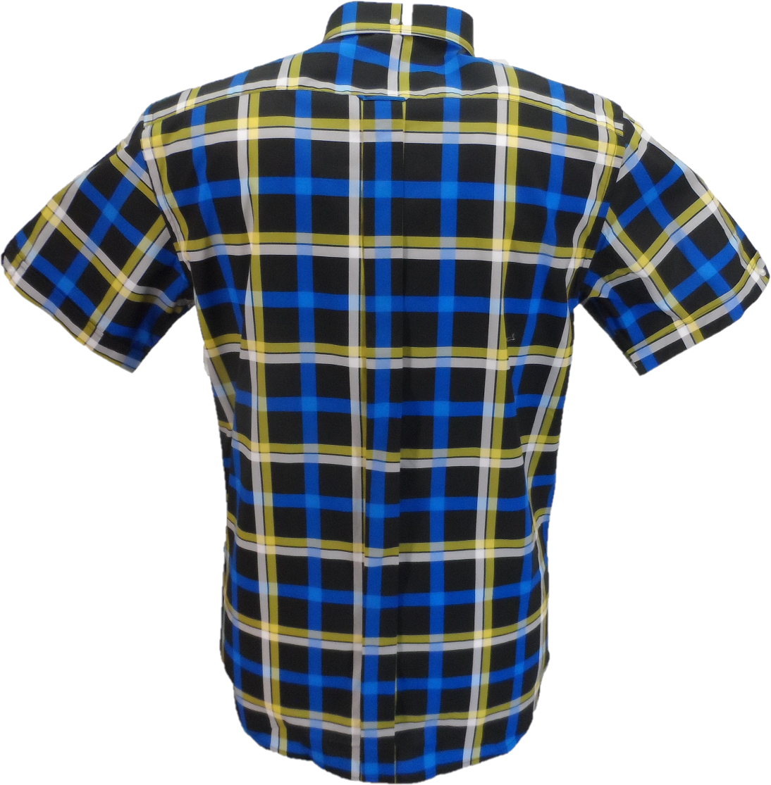 Mazeys Mens Black/Yellow Multi Checked 100% Cotton Short Sleeved Shirts