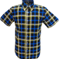 Mazeys Mens Black/Yellow Multi Checked 100% Cotton Short Sleeved Shirts