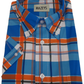 Camicie Da Uomo A Maniche Corte In Cotone 100% A Quadri Multicolori Blu/Arancione/Bianco Mazeys