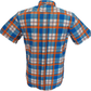 Mazeys Camisas De Manga Corta Para Hombre Azul/Naranja/Blanco A Cuadros Múltiples 100% Algodón