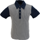 Ska & Soul Mens Navy Diamond Retro Knitted Polo Shirts