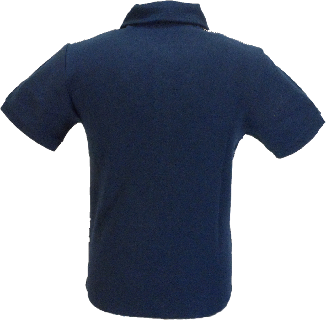Ska & Soul marineblaue Retro-Strick-Poloshirts mit Rautenmuster für Herren