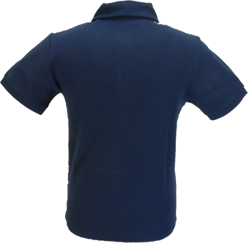 Ska & Soul Mens Navy Diamond Retro Knitted Polo Shirts