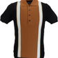 Ska & Soul Mens Black Stripe Front Knitted Polo Shirt