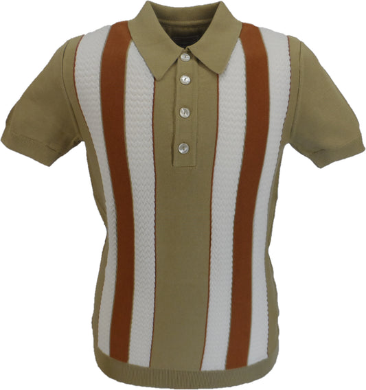 Ska & Soul Mens Sand Spear Point Collar Knited Polo Shirt