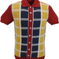 Ska & Soul Mens Red Checked Front Knitted Polo Cardigans