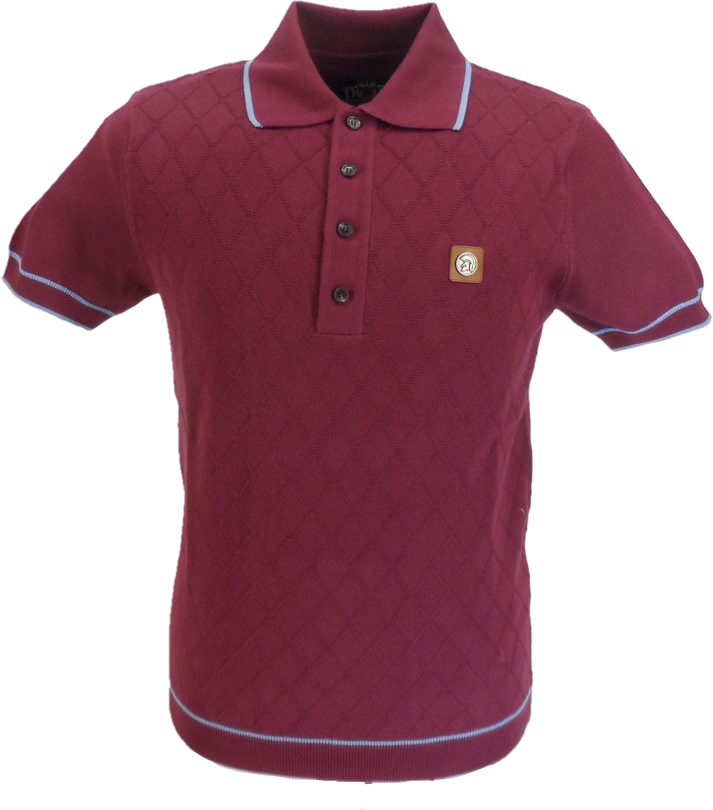 Trojan Records Herren-Poloshirt Port/Sky Diamond aus Feinstrick