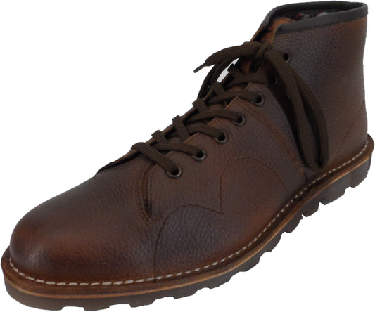 Monkey Boots de cuero de grano marrón estilo original de los años 70 para hombre