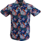 Relco camisa hawaiana retro loro azul para hombre