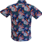 Relco camisa hawaiana retro loro azul para hombre