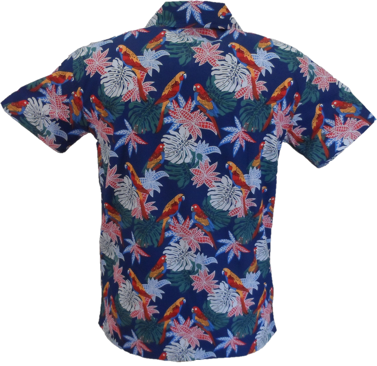 Relco camisa hawaiana retro loro azul para hombre