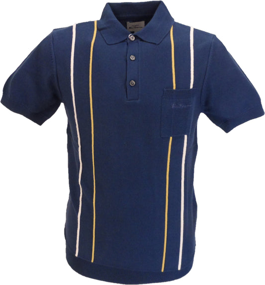 Ben Sherman polo mod rayé en tricot bleu denim